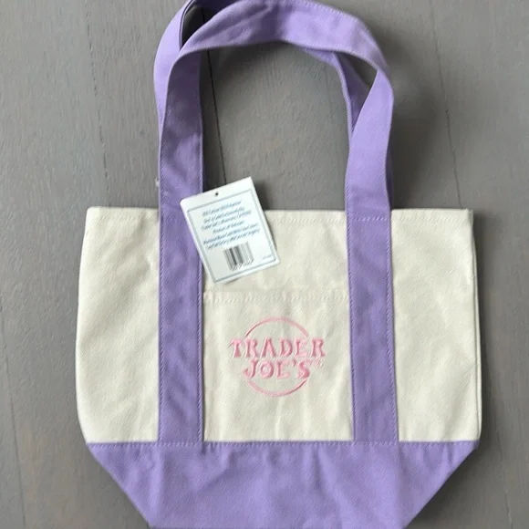 Trader Joe’s Mini Pastel Canvas Tote Bag - New With Tags - Picture 2 of 5